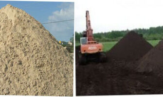 Песок щебень и чернозем при строительстве